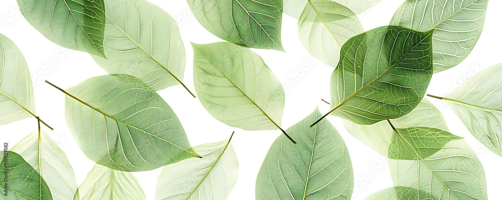 Green Leaf Pattern Illustration on Black Background Green Leaf Pattern Illustration on Black Background