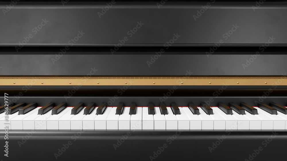 close up of Classic piano in studio light, 3d render close up of Classic piano in studio light, 3d render