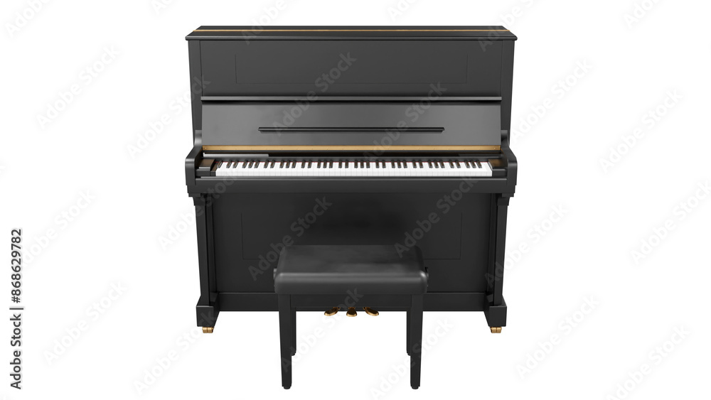 Front view of Classic piano in studio light, 3d render Front view of Classic piano in studio light, 3d render