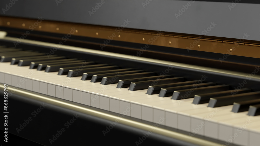 close up of Classic piano in studio light, 3d render close up of Classic piano in studio light, 3d render