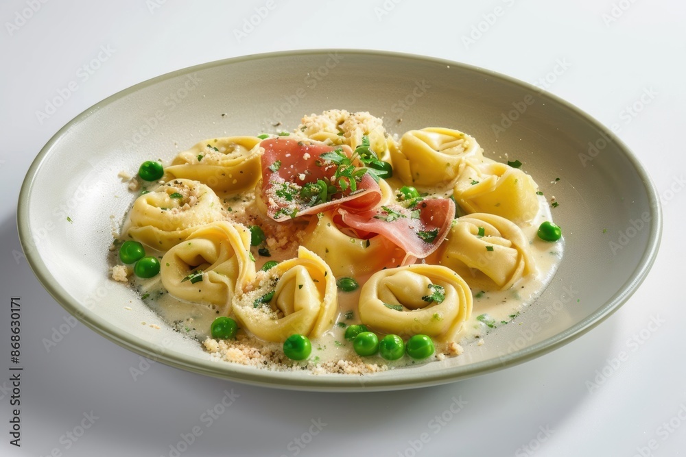 Delicious Cheese Tortellini with Prosciutto and Peas in Creamy Parmesan Sauce Delicious Cheese Tortellini with Prosciutto and Peas in Creamy Parmesan Sauce