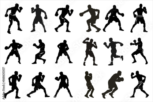 boxing Man silhouette Bundle , kickbox silhouette, boxing gloves silhouette, kickboxing silhouette,
