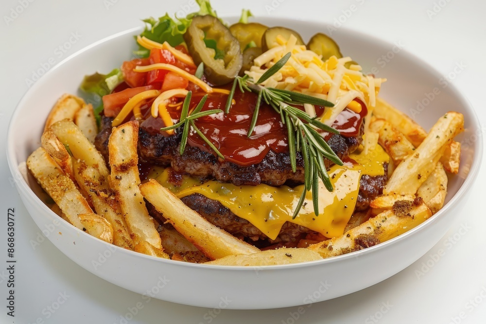 Delectable Cheeseburger Bowl with Fragrant Rosemary Fries Delectable Cheeseburger Bowl with Fragrant Rosemary Fries