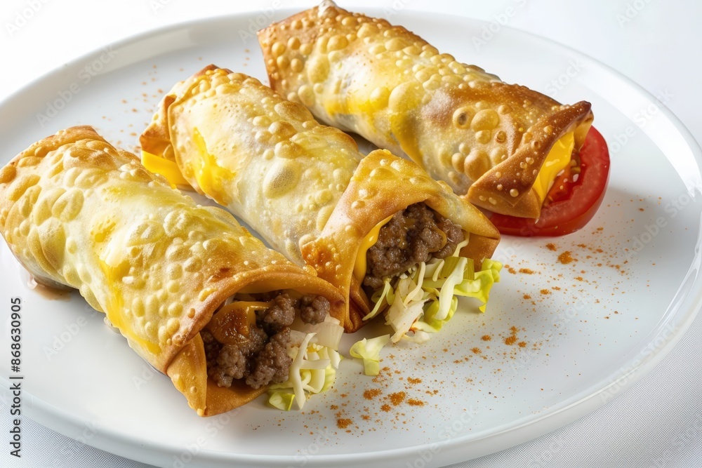 Culinary Cheeseburger Egg Rolls with Spicy Fancy Dip Culinary Cheeseburger Egg Rolls with Spicy Fancy Dip