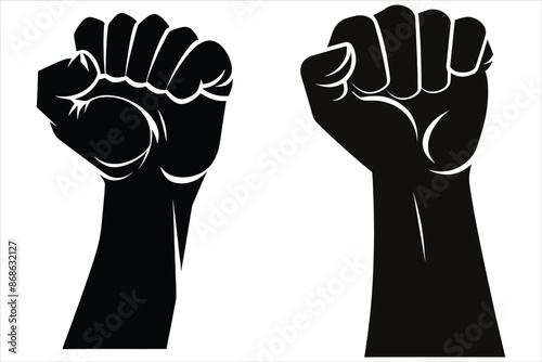 Raised Fist Silhouette, Hands Up Raised Fist Silhouette