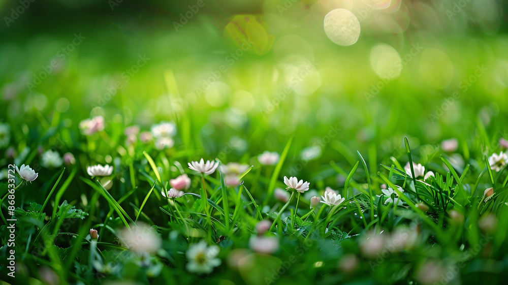 A green mountain landscape with a field of wildflowers and mountains in the background. green mountain landscape, wildflower field, scenic mountain view, nature background, mountain range,