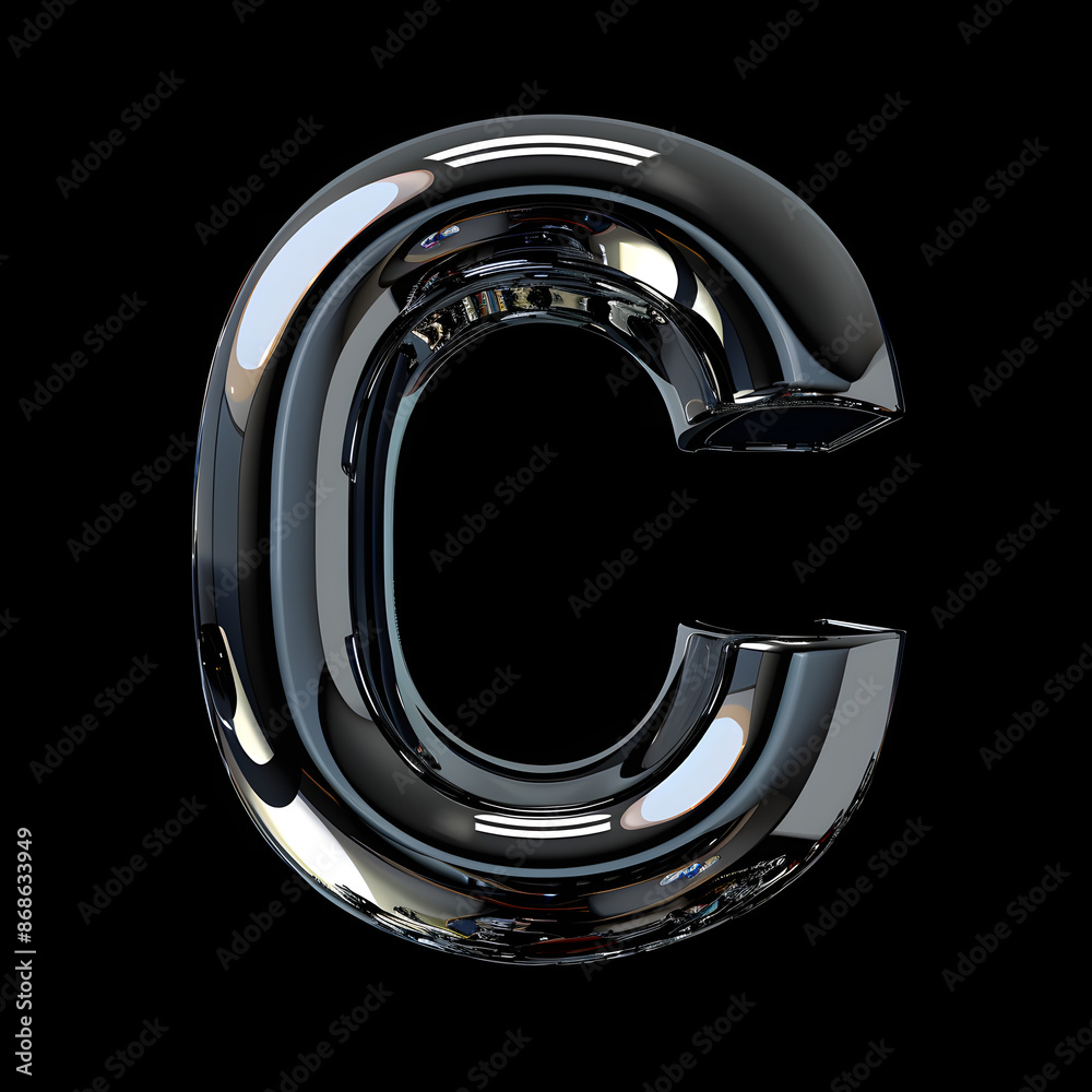 3d silver letter C