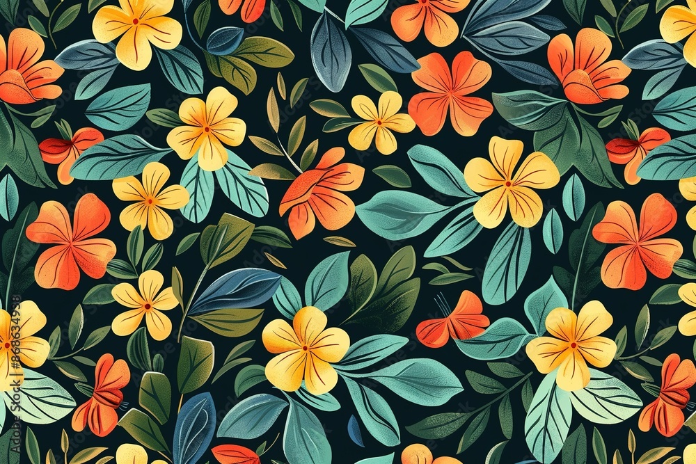 seamless pattern flat illustration style, seamless floral pattern seamless pattern flat illustration style, seamless floral pattern