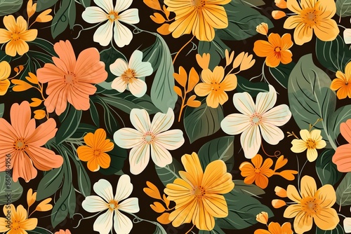 seamless pattern flat illustration style, seamless floral pattern