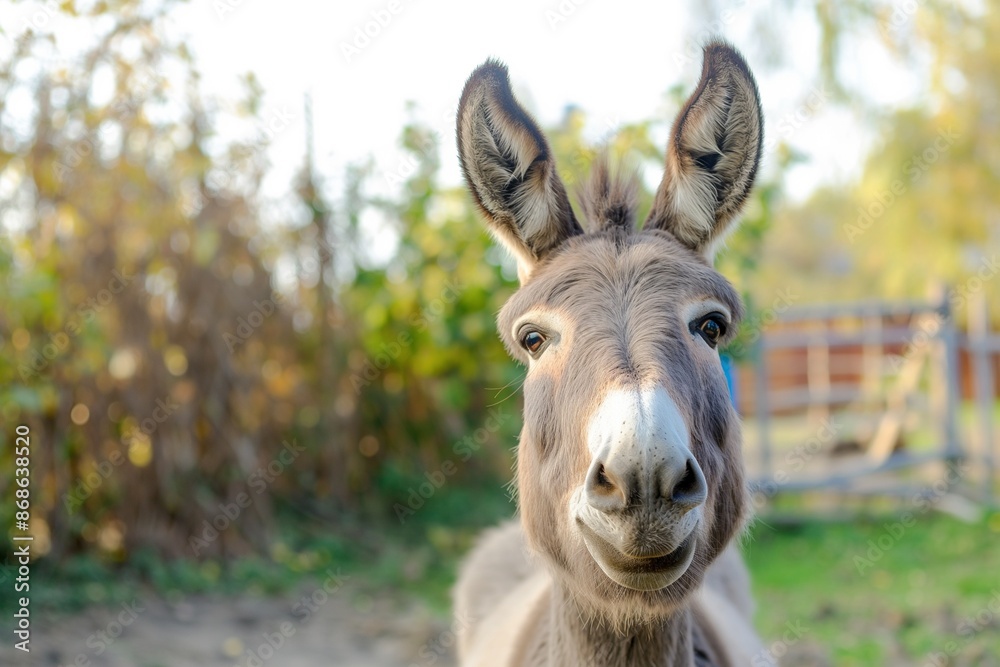 Humorous close-up photo of a donkey with a funny expression in a natural outdoor setting. Great for animal lovers and lighthearted themes. Humorous close-up photo of a donkey with a funny expression in a natural outdoor setting. Great for animal lovers and lighthearted themes.