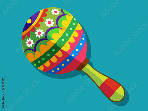 A maracas with colorful designs