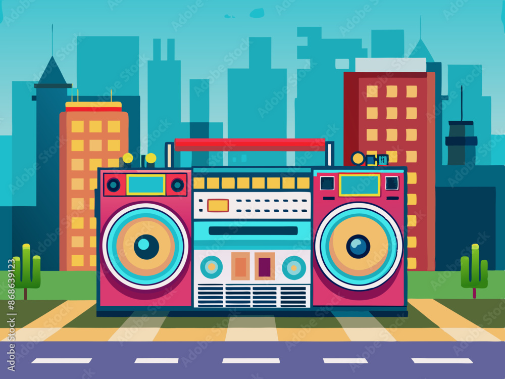 A boombox on a city street