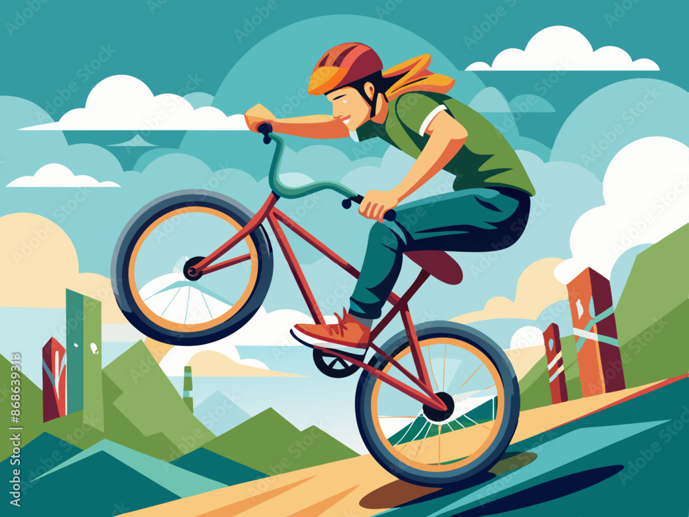 Naklejka premium A BMX rider performing stunts