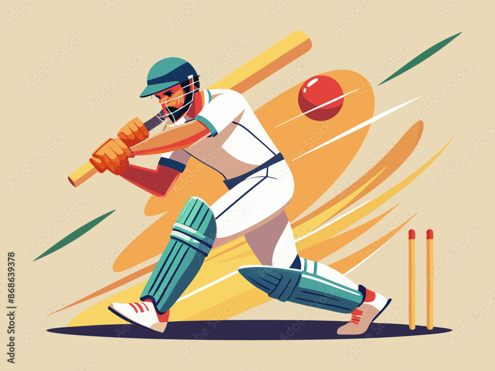 Obraz premium A cricket batsman hitting the ball