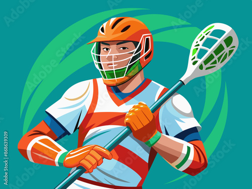 A lacrosse player cradling the ball