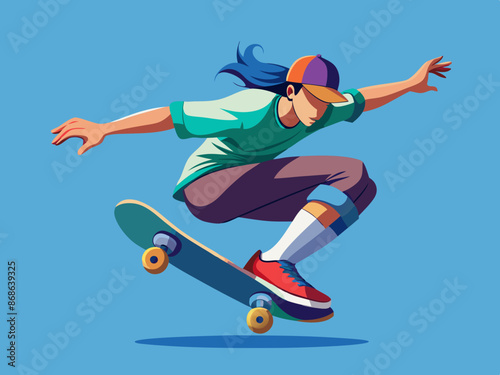 A skateboarder performing an ollie