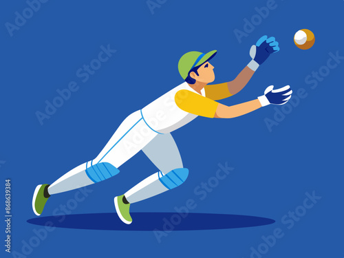 A cricket fielder catching the ball