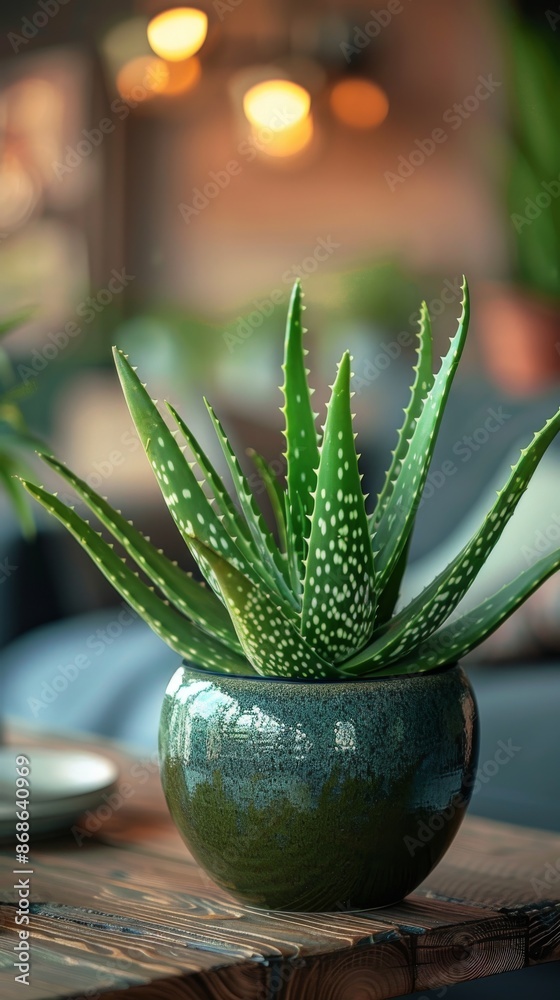 A healthy aloe vera plant thriving in a modern home interior.
A healthy aloe vera plant thriving in a modern home interior.