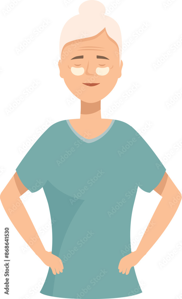Senior woman applying under eye patches enjoying spa treatment at home Senior woman applying under eye patches enjoying spa treatment at home