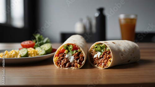 Traditional Mexican Food - Burrito, on a table