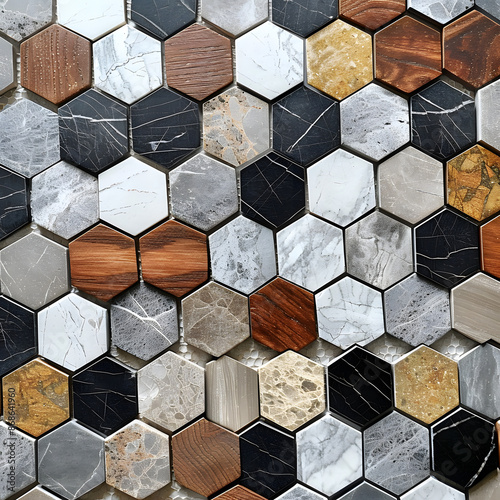  Mosaic Pattern with Irregular Hexagons