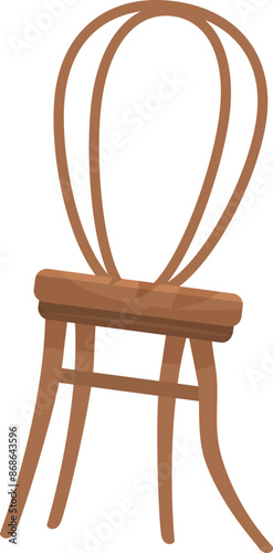 Wooden chair with rounded back and four legs, simple and elegant design