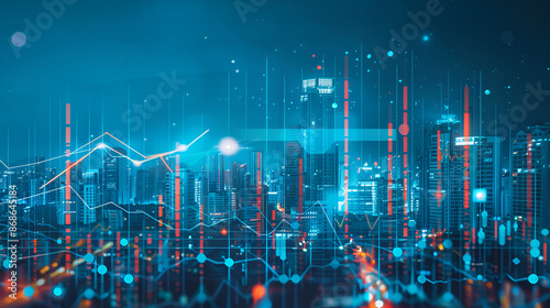 Wallpaper Mural Urban Financial Growth: Cityscape with Financial Charts Torontodigital.ca
