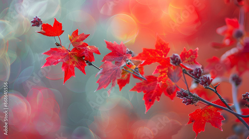 Red Maple Leaves in Autumn