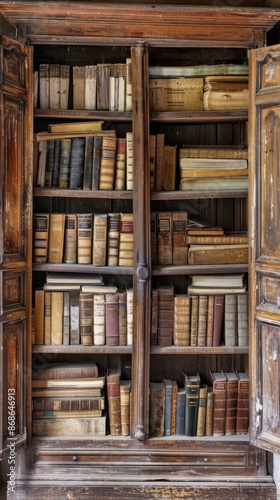 Wallpaper Mural Photo old bookcase with lots of books  Torontodigital.ca
