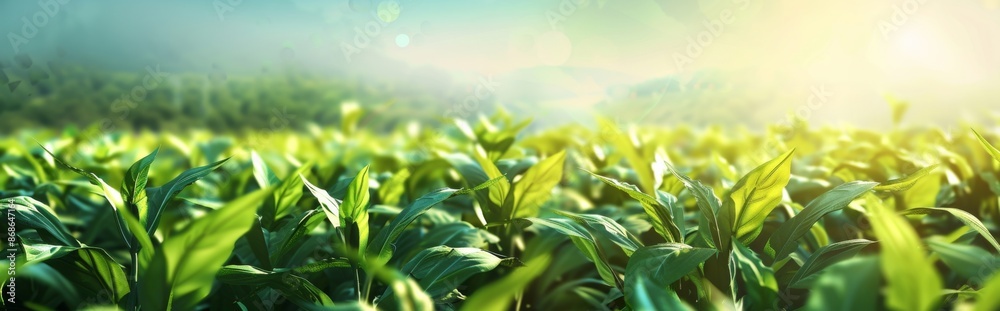 Obraz premium Vibrant and Lush Greenery: An Agricultural Journey into the AI-Generated World