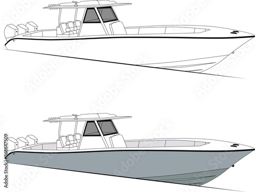 Boat one color line art and vector art