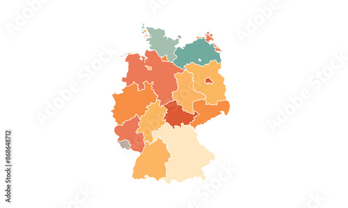 Germany map isolated modern colorful style. for website layouts, background, education, precise, customizable, Travel worldwide, map silhouette backdrop, earth geography, political, reports. 