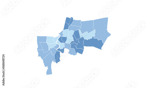 Bangkok map isolated modern colorful style. for website layouts, background, education, precise, customizable, Travel worldwide, map silhouette backdrop, earth geography, political, reports. 