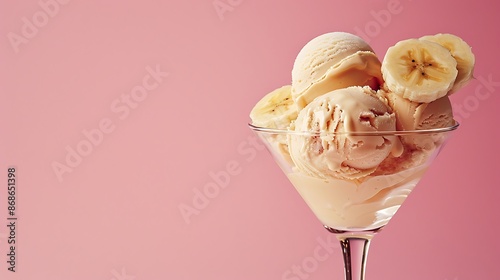 Wallpaper Mural Banana ice cream in a martini glass magenta background Torontodigital.ca