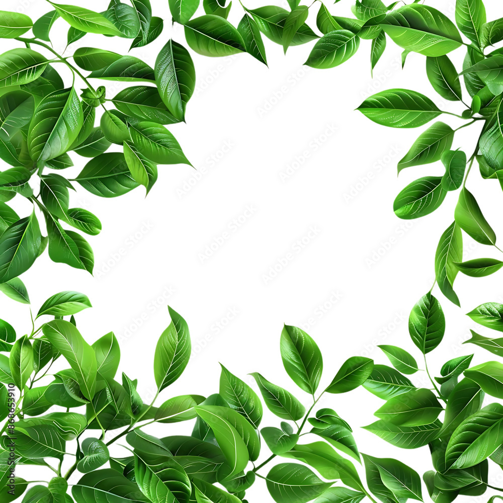 Green Leaves Illustration with Black Background Green Leaves Illustration with Black Background