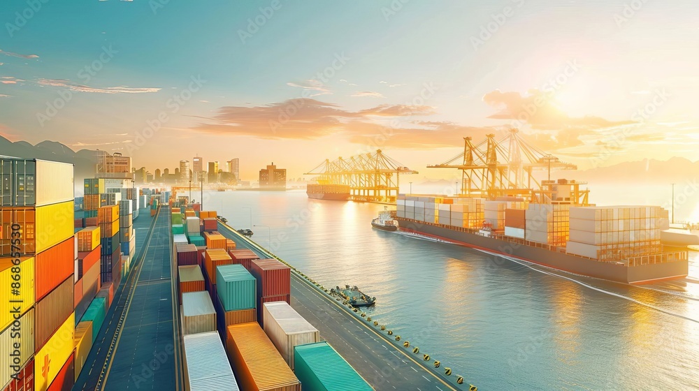 Fototapeta premium Illustrate the role of export tariffs and taxes in export regulations with compelling imagery