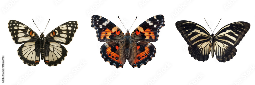 Naklejka premium Viceroy butterfly, Zebra Longwing butterfly on transparent background