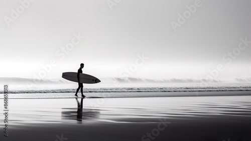 Surfer - Black And White, Monochrome, Noir Photography, Abstract, Minimalist, Timeless