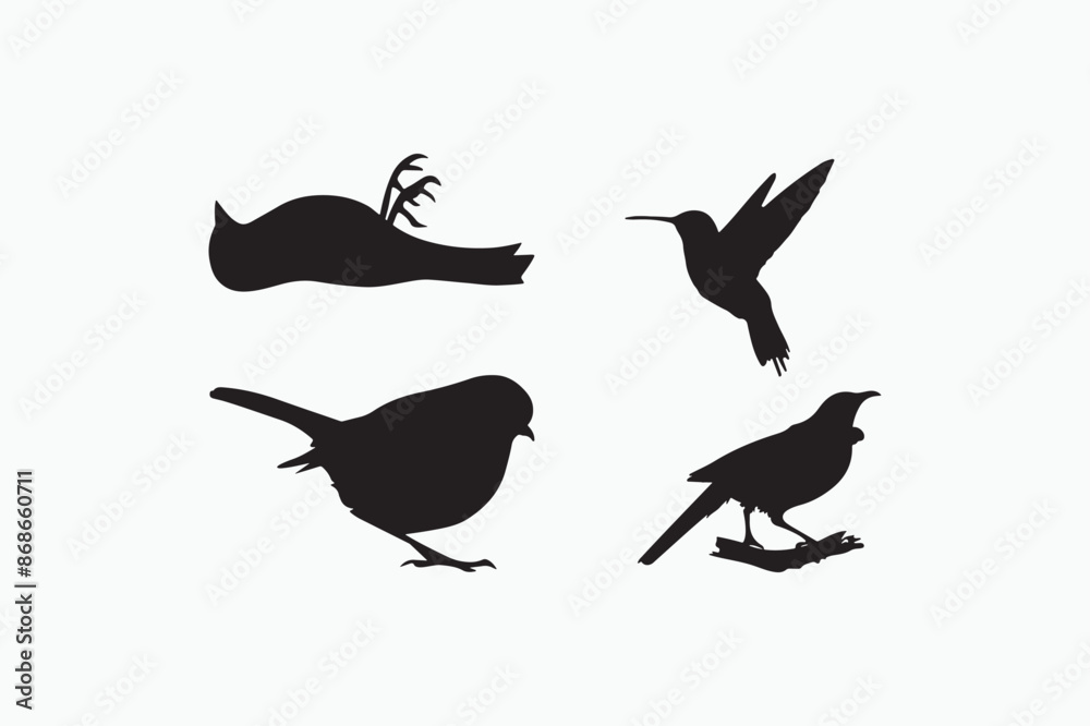 Obraz premium Bird silhouette vector style with white background