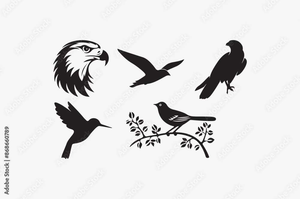 Obraz premium Bird silhouette vector style with white background