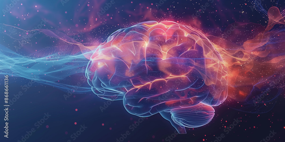 Illustration of a human brain with smoke coming out of various parts Illustration of a human brain with smoke coming out of various parts