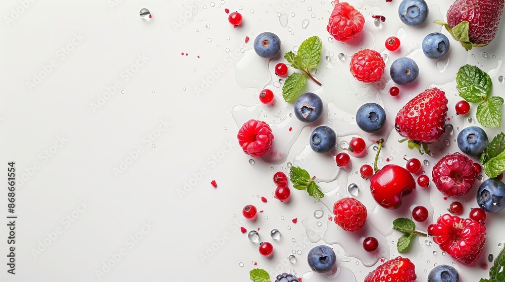 Fresh, vibrant summer berries adorn a pristine white backdrop, creating a delightful and refreshing image. Fresh, vibrant summer berries adorn a pristine white backdrop, creating a delightful and refreshing image.