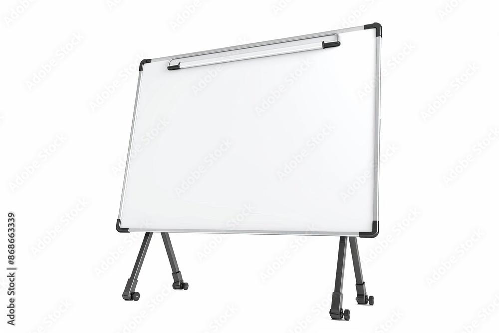 Fototapeta premium Whiteboard on tripod isolated on white background. 3d render