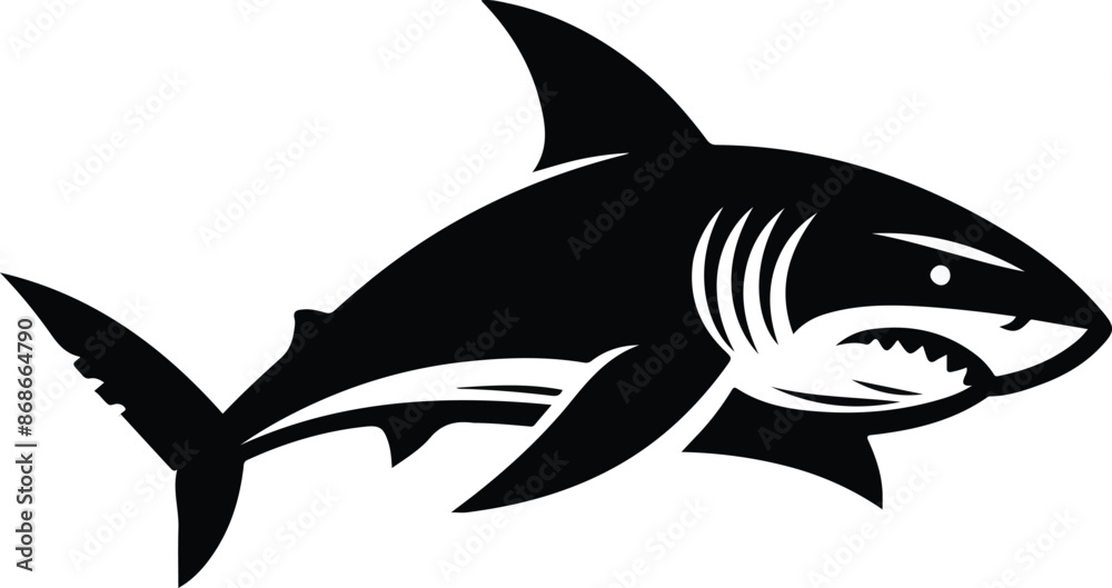 Fototapeta premium Hand Drawn Engraving Pen and Ink White Shark Vintage Vintage Vector Illustration