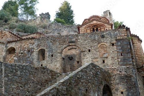 View of the Byzantine city of Mystras. Virgin Mary Perivleptos Monastery. Unesco world heritage. Peloponnese. Greece. photo