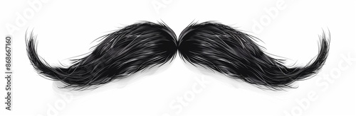 Black hair and mustache on a white background, in the style