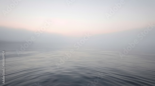 Foggy morning on the sea. Landscape of foggy sea.