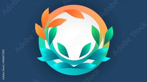 logo three interconnected silhouettes forming a circle - one made of coins, one of career icons, one of passion symbols. Leaf-like elements radiating outward. Green, blue, orange color scheme