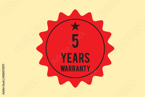 5, 2 and 1 years and lifetime warranty label icon. Vector on isolated transparent background. EPS 10