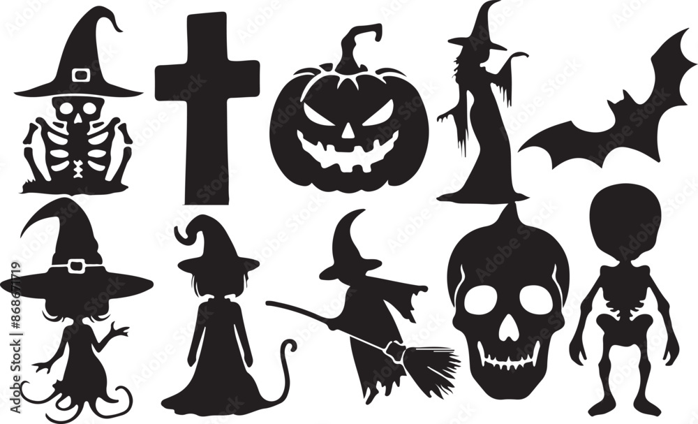 set of halloween elements illastraction set of halloween elements illastraction